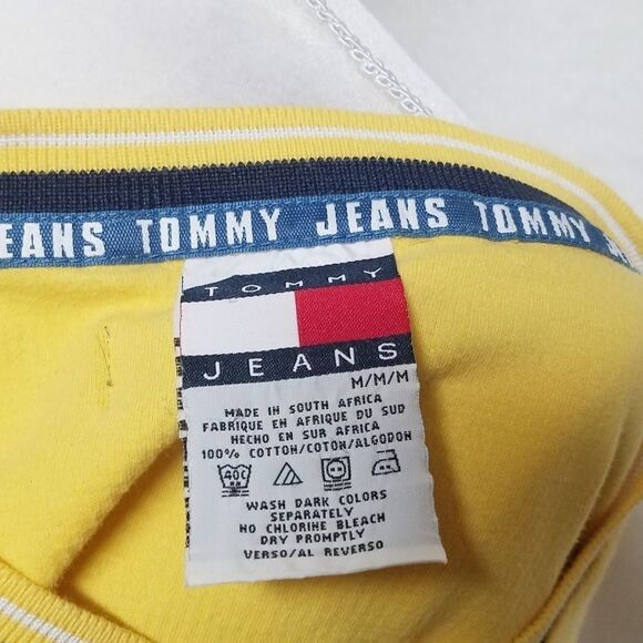 VINTAGE Tommy Hilfiger Yellow V-neck Thermal Tee - Picture 13 of 13